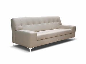 Iseo, Modernes Sofa mit Fen aus verchromtem Metall, in Leder