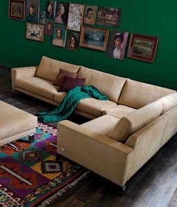 Kent, Eco-Ledersofa fr Wohnzimmer, Sofa mit Stoffbezug komplett abnehmbar