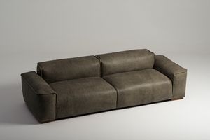 Lazy Sofa, Vintage Ledersofa mit rigoroser Silhouette