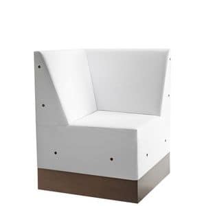 Linear 02486, Corner für modulare niedrige Bank, laminierte Basis, gepolsterter Sitz und Rücken, moderner Stil