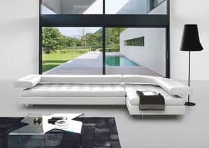 PLAYA BUENA, Elegante Sofas aus Leder, modular, mit linearen Design