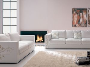 Santiago angepasst 01, Spezielles Sofa aus bedruckbarem Leder im modernen Stil