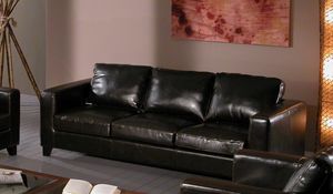 Sofa Chicago, 3-Sitzer-Sofa aus schwarzem Leder
