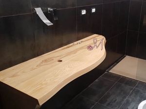 Badezimmerregal aus Massivholz, Regal für Waschbecken