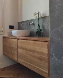 Badezimmerschrank aus Holz L145, Moderner hängender Badezimmerschrank