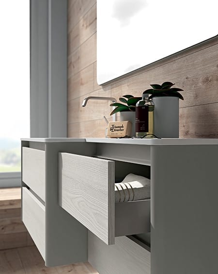 Badezimmerschrank aus Holz mit Spiegel | IDFdesign