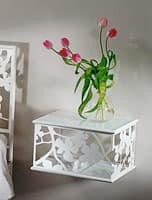 Flower Bedside, Moderne Metall Nachttisch mit Glasböden