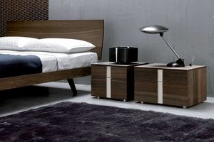 LINEAR, Nachttisch aus Holz mit zwei Schubladen, moderner Stil