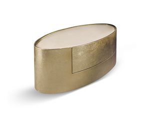 Mirage Elliptischer Nachttisch, Elliptischer Nachttisch mit Marmorplatte