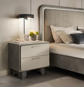 PERLA Nachttisch, Nachttisch aus Holz mit Glasplatte