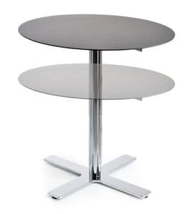 Incrocio H47:71 R, Runder Tisch mit Rahmen aus verchromtem Metall, Laminat, Tisch mit variabler Hhe