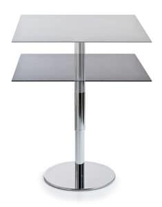 Intondo H47:71 Q, Runder Tisch mit Rahmen aus verchromtem Metall, Laminat, Tisch mit variabler Hhe