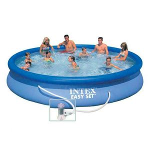 Intex 28158 Easy Set ber dem Boden aufblasbaren Pool rund 457x84 - 28158, Groer aufblasbarer Pool fr den Auenbereich