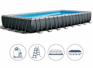 Intex Swimming Pool 26374 Ex 26372 Ultra Frame rechteckig gro 975x488x132, Groer aufblasbarer Pool mit Abdeckung