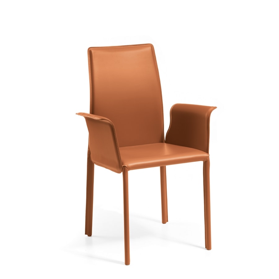 Agata with armrests, Moderne Sessel gepolstert mit Gummi, Lederbezug
