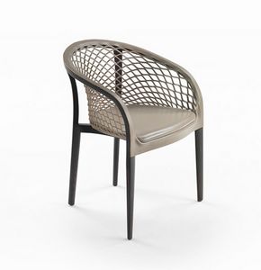Elektra Wood, Stuhl mit Schale aus geschnitztem Leder
