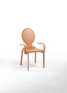 Ottocento BR, Moderner Stuhl mit Leder, ovale Rckenlehne
