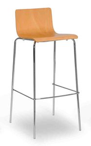 Lilly stool, Metallhocker mit Holzschale