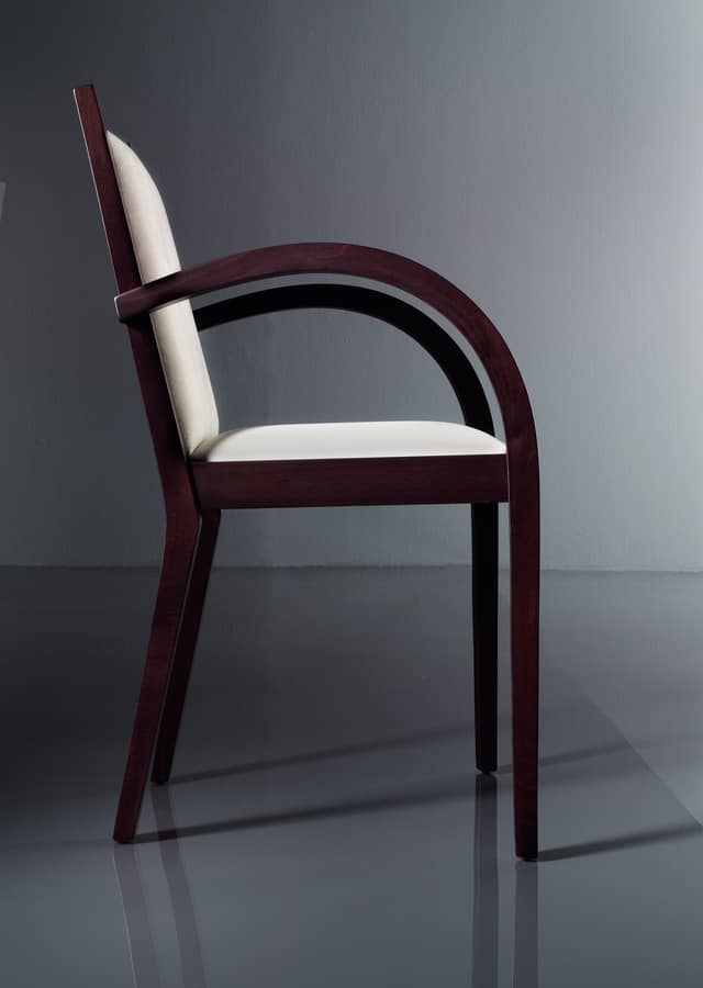 ART. 192 LUNA, Stuhl mit gepolsterten Armlehnen, in Buche, für Wohnräume