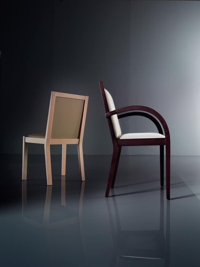 ART. 192 LUNA, Stuhl mit gepolsterten Armlehnen, in Buche, für Wohnräume