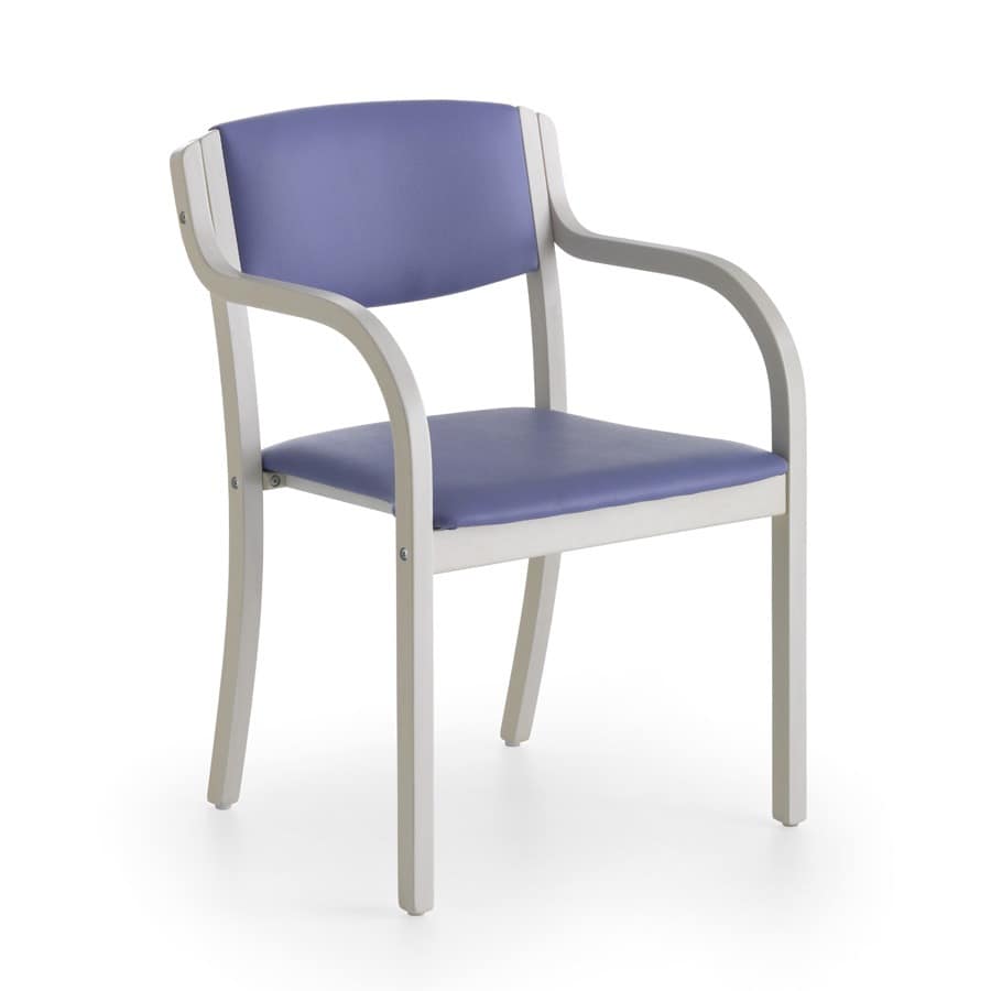 Marta 03 P, Stuhl mit gepolsterten Armlehnen mit lebendigen Farben für Küchen