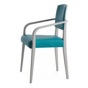 Piper 00822, Stuhl aus Massivholz, gepolsterter Sitz und Rcken, Stoffbezug, moderner Stil