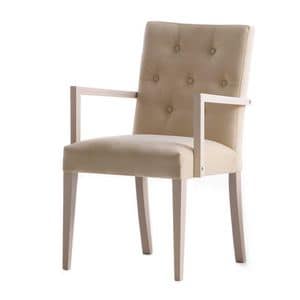 Zenith 01628, Sessel mit Armlehnen mit Holzrahmen, gepolsterter Sitz und Rcken, capitonn zurck, fr Vertrags-und Wohnbereich
