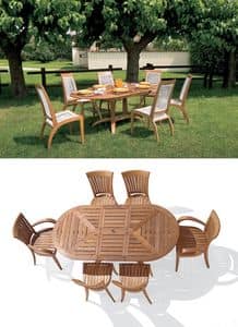 Eclypse ausziehbaren ovalen Tisch, Erweitern ovalen Tisch aus Holz fr Garten