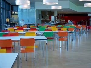Ernesto Ice Restaurant, Quadratische Tische, kundengerecht auf den Millimeter, geeignet für Kantinen und Meetingbereiche