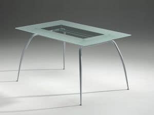 Primera table, Tisch mit Glasplatte, modern, Wohn