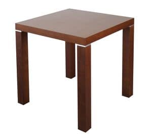 TA09, Quadratischer Tisch aus Holz mit Metalleinlagen