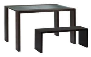 TA10, Tisch mit Glasplatte und Holzbank