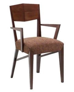 C29, Sessel aus Holz mit Armlehnen, gepolstert und mit Stoff Sitz bedeckt, fr Hotels und Restaurants