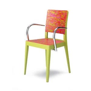 D06, Sessel mit Armlehnen aus Holz und Metall, fr Restaurants und Bars