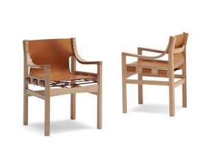 OLD LIVONI, Sessel aus massivem Buchenholz, Sitz und Rckenlehne aus Leder