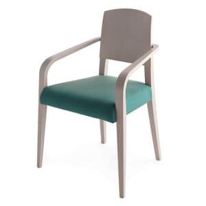 Piper 00821, Stuhl aus Massivholz, Sitz gepolstert, Stoffbezug, moderner Stil