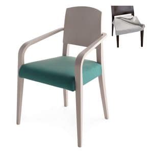 Piper 00823, Sessel aus Massivholz, Sitz gepolstert, Stoffbezug, moderner Stil