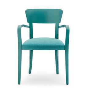 Steffy 00421, Sessel wit Arme aus Massivholz, Sitz gepolstert, für den Objektbereich