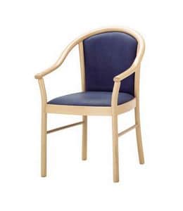 C13, Sessel mit Armlehnen aus Massivholz, fr Kantinen