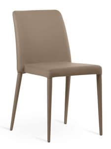 ADEL, Stapelbarer Stuhl mit schlanken Beinen, in Kunstleder berzogen
