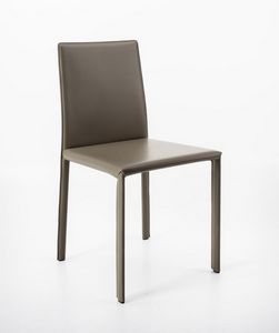 Aida, Stuhl aus regeneriertem Leder, linear und eklektisch