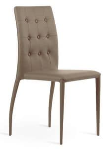 ALBA, Stapelbarer Stuhl aus Metall und Kunstleder, gesteppt Rckenlehne