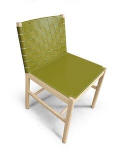 ART. 0022-CU-LE JULIE, Eleganter Stuhl aus Holz und Leder