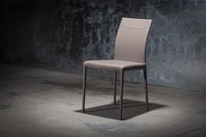ART. 252/1 SOFT MISS, Stuhl aus Leder mit Metallstruktur bedeckt