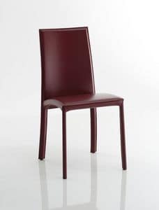 Barbara, Chair in Leder, mit Stahlkonstruktion, für Hotels und Restaurants