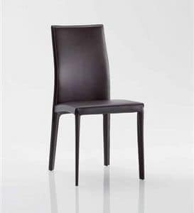 Fortune, Stuhl mit modernen Linien, in Leder vollständig gepolstert, für Haus Hotel und Restaurant