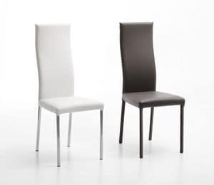 Jaqueline/P H Cromo, Stuhl aus verchromtem Metall, Lederausstattung, in verschiedenen Farben erhältlich