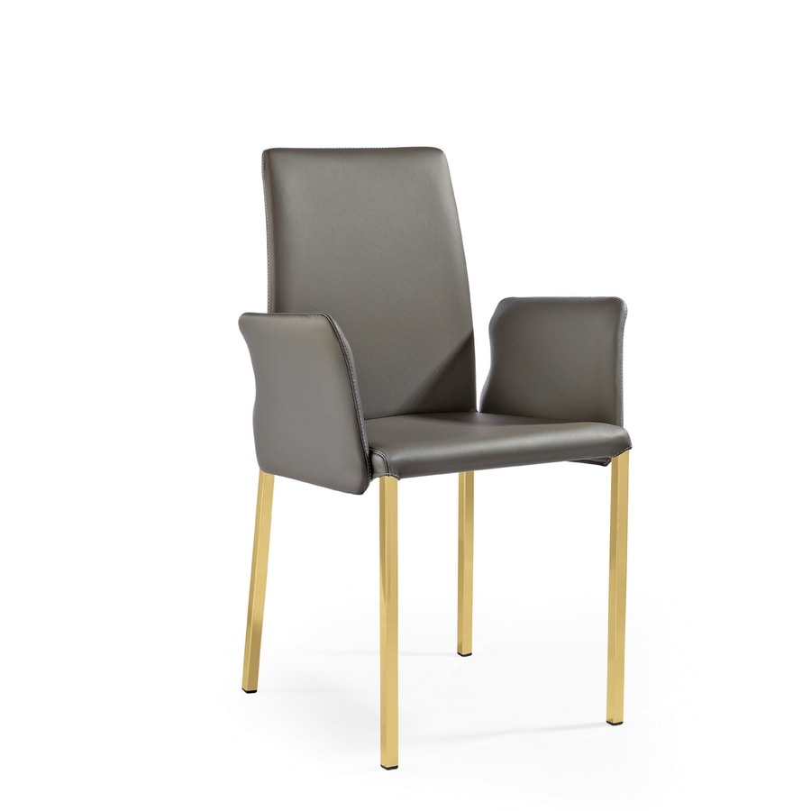Ninfea Q BR, Moderne Stuhl aus Leder und Gummi, für Marine-Möbel