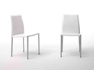 Ninfea, Stuhl aus verchromtem Stahl bedeckt in Leder, fr die Restaurants