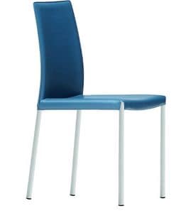 Nuvola SB, Stuhl aus Leder mit lackierten Beine bedeckt